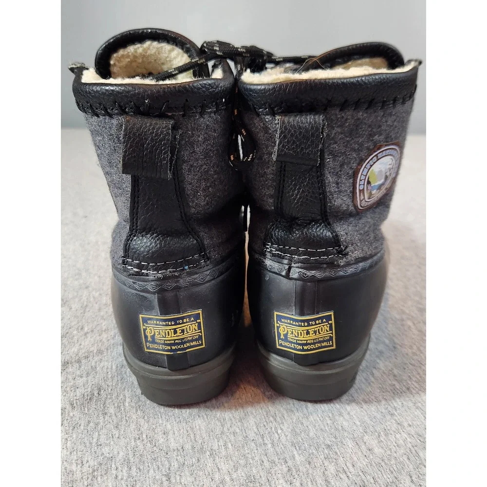 Pendleton Duck Boot Women Size 7 Black Grey Olympic National Park Wool Insulated